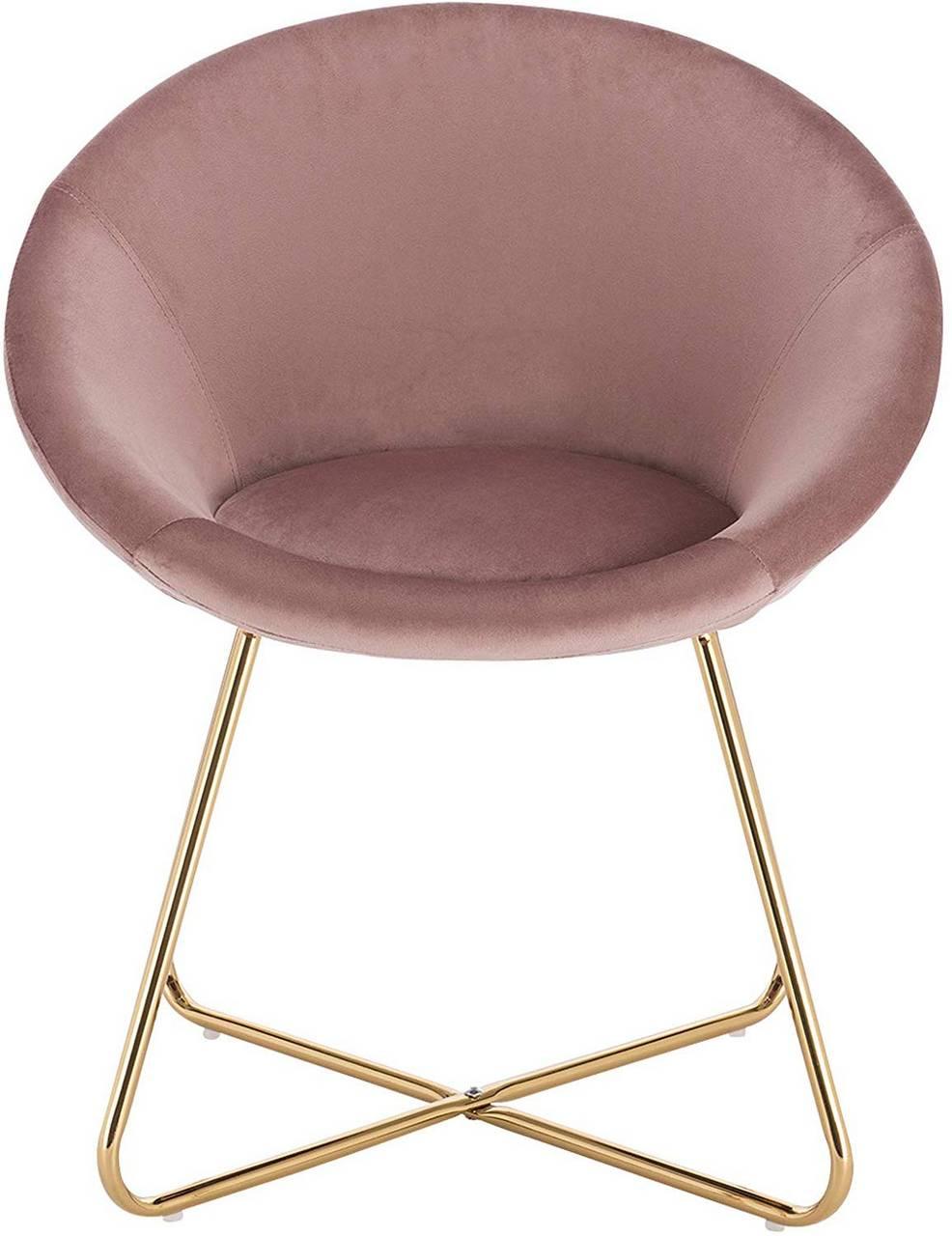 Sedia da cucina in velluto con gambe in metallo rosa 19_0000115