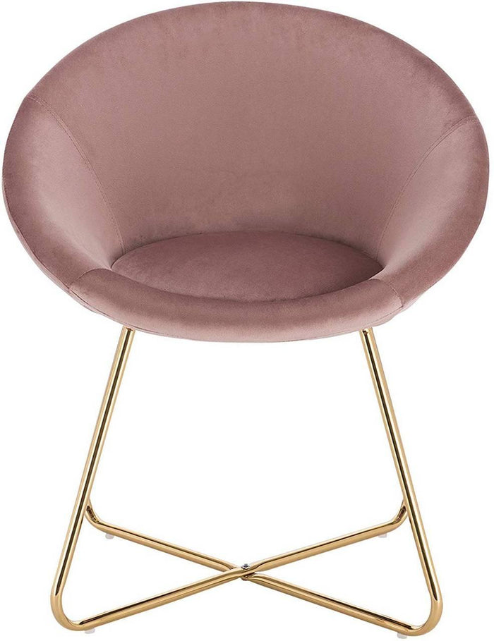 Sedia da cucina in velluto con gambe in metallo rosa 19_0000115