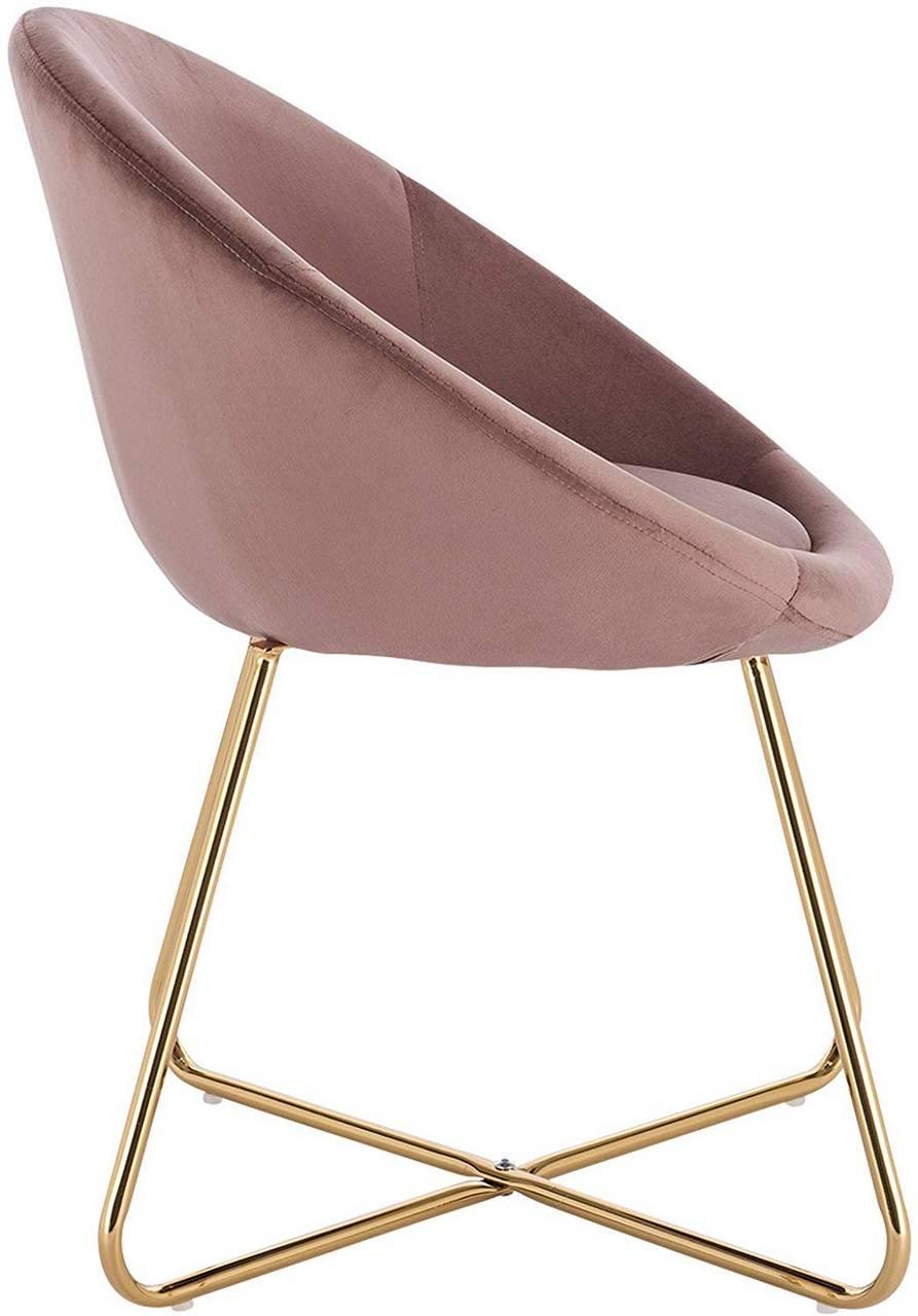 Sedia da cucina in velluto con gambe in metallo rosa 19_0000115