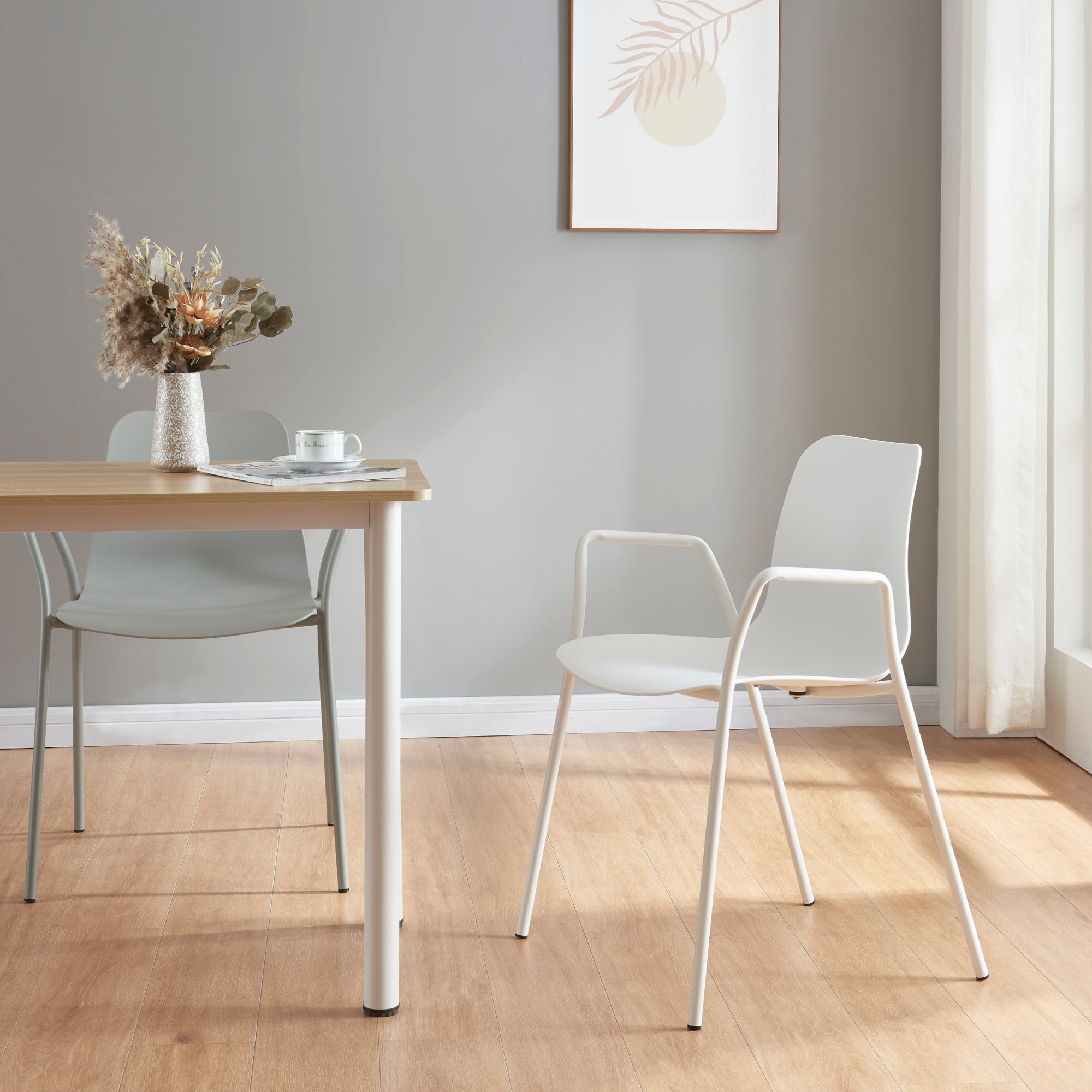 Sedia da Sala Kankaanpää Seduta Schienale Monoblocco - Bianco [en.casa]