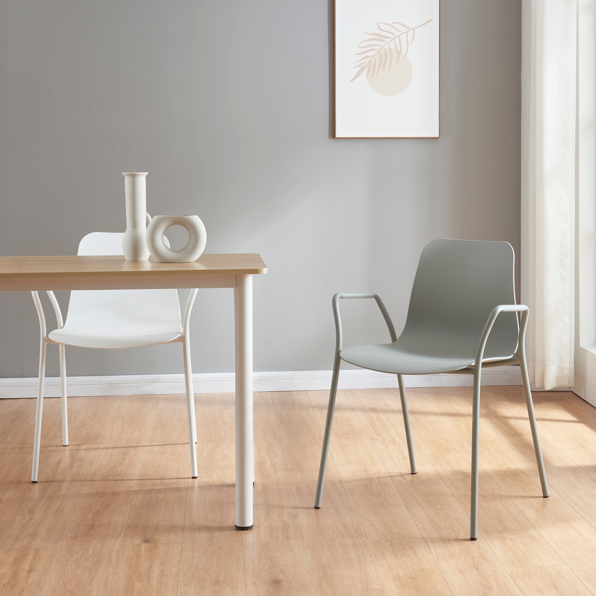 Sedia da Sala Kankaanpää Seduta Schienale Monoblocco - Grigio chiaro [en.casa]