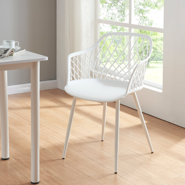 Set Kangasniemi di 2 Sedie da Sala Schienale a Rete - Bianco [en.casa]