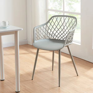 Set Kangasniemi di 2 Sedie da Sala Schienale a Rete - Grigio chiaro [en.casa]