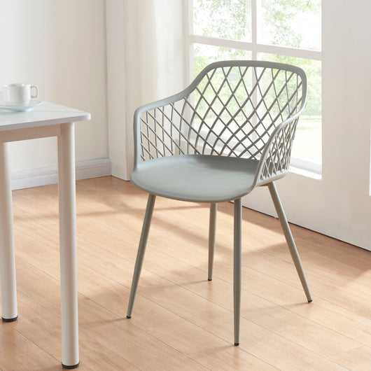 Set Kangasniemi di 2 Sedie da Sala Schienale a Rete - Grigio chiaro [en.casa]