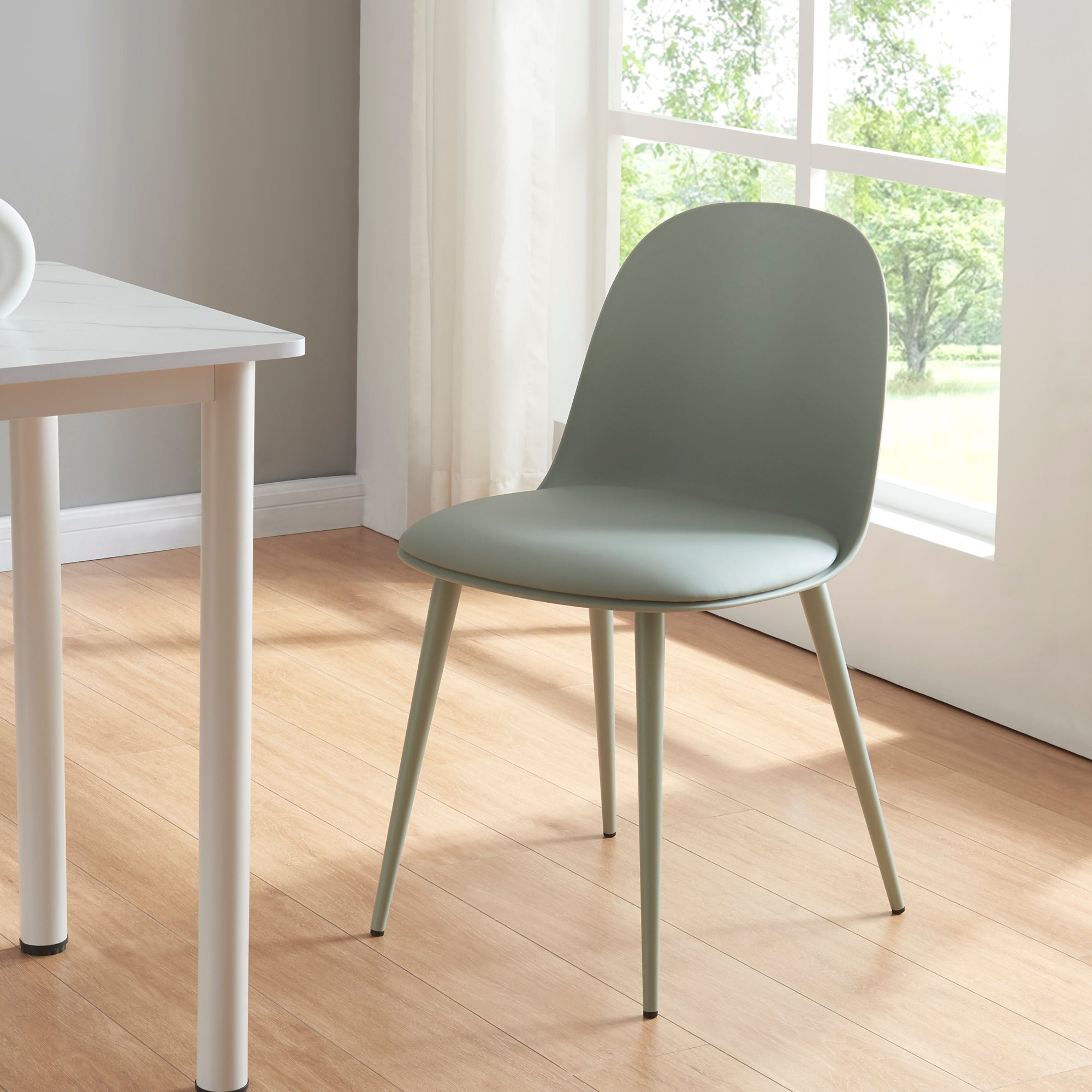 Set Kangasala di 2 Sedie da Sala Cuscino Similpelle - Verde Grigiastro [en.casa]