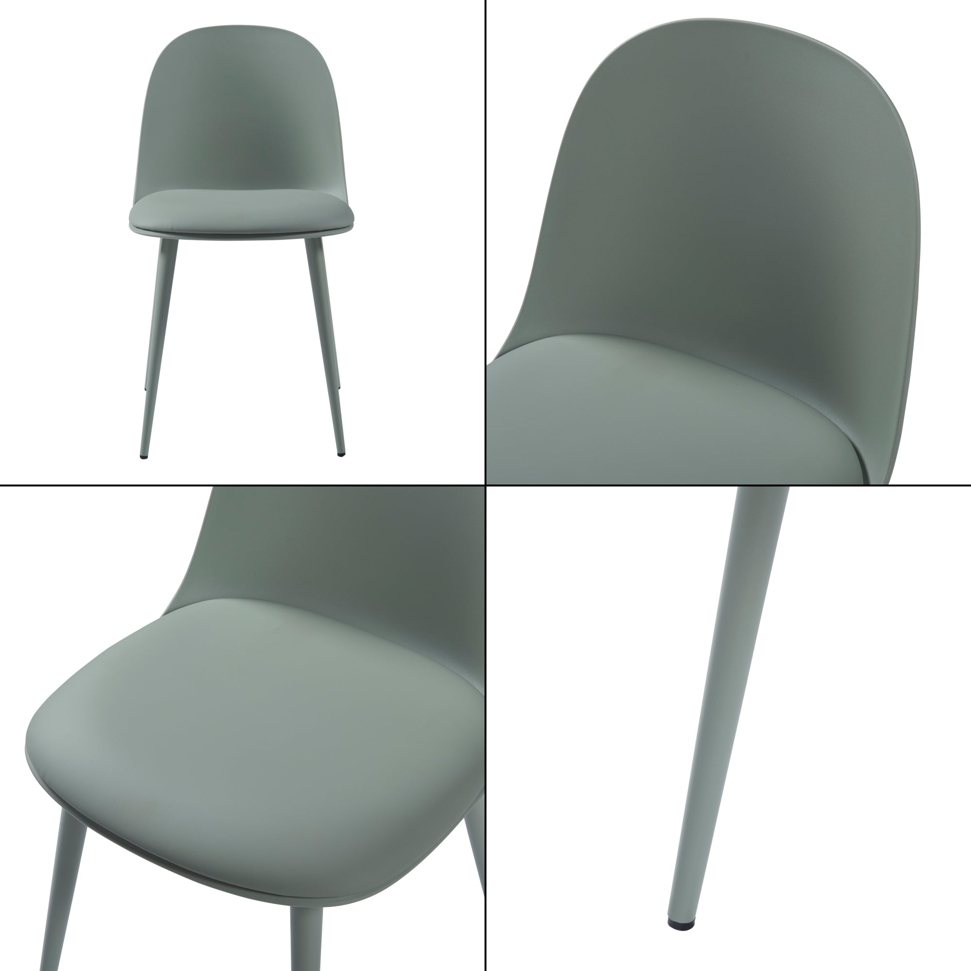 Set Kangasala di 2 Sedie da Sala Cuscino Similpelle - Verde Grigiastro [en.casa]