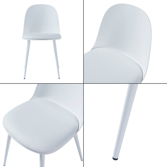 Set Kangasala di 2 Sedie da Sala Cuscino Similpelle - Bianco [en.casa]