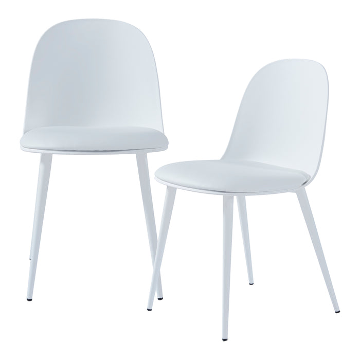 Set Kangasala di 2 Sedie da Sala Cuscino Similpelle - Bianco [en.casa]