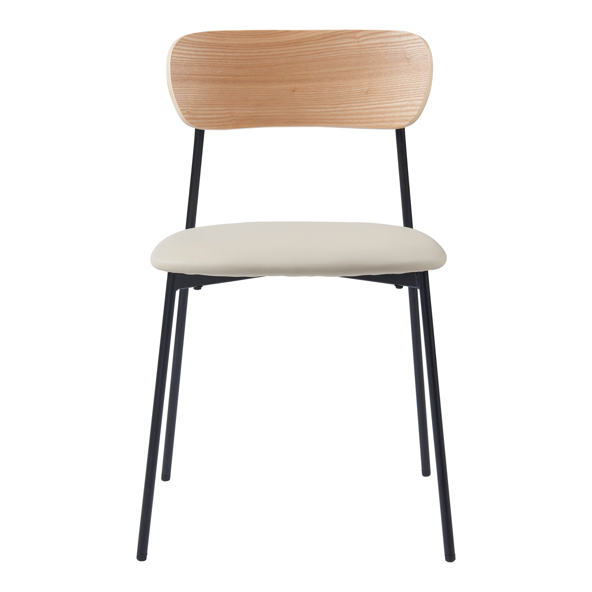 Set Jyväskylä di 2 Sedie da Sala Similpelle - Beige / Nero  [en.casa]