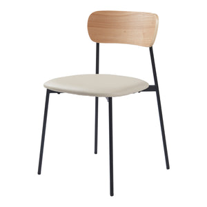 Set Jyväskylä di 2 Sedie da Sala Similpelle - Beige / Nero  [en.casa]