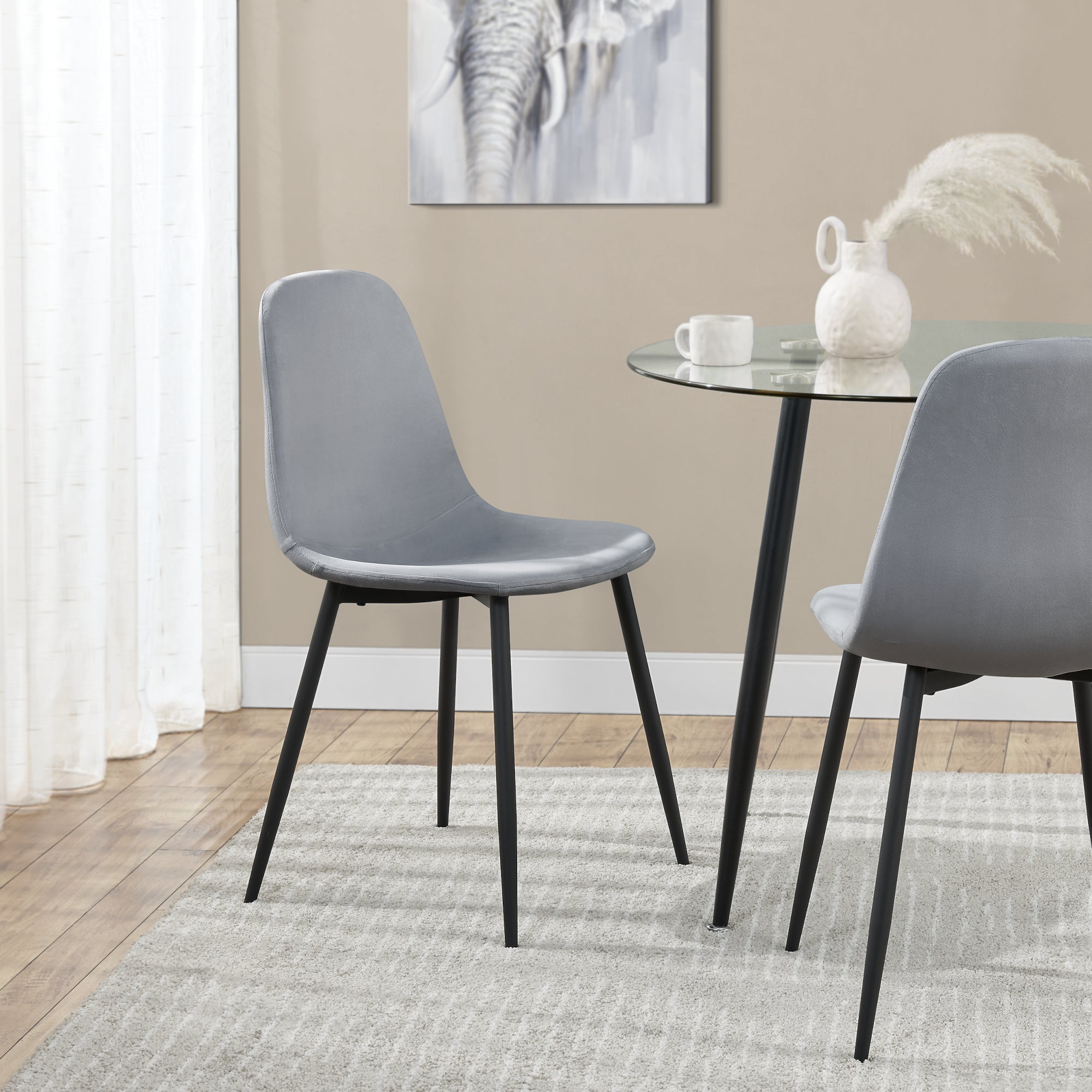 Set Nöstach di 2 Sedie da Sala Effetto Velluto - Grigio [en.casa]