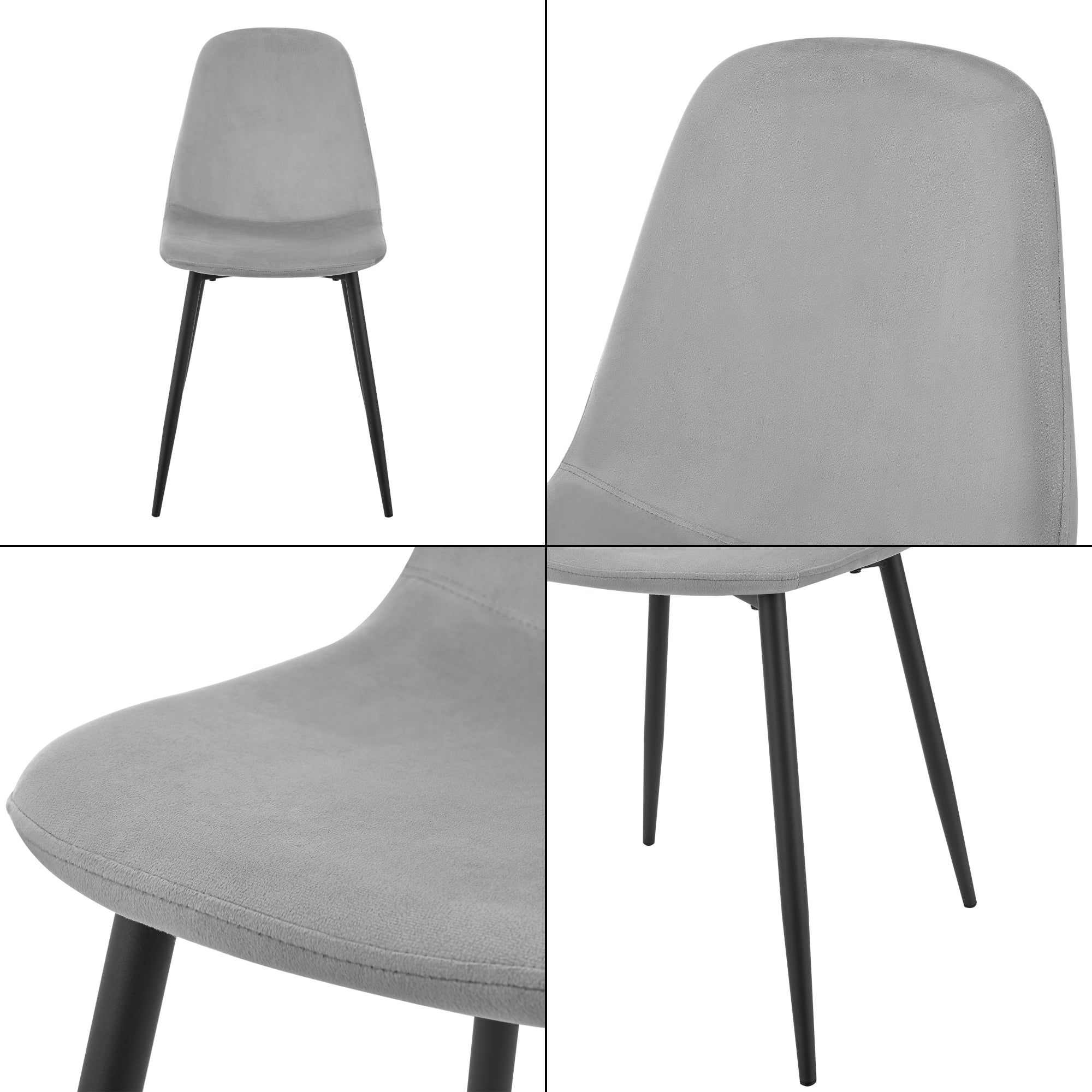 Set Nöstach di 2 Sedie da Sala Effetto Velluto - Grigio [en.casa]