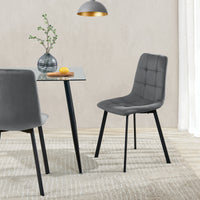 Set di 2 Sedie Lexnitz da Sala Pranzo Effetto Velluto - Grigio scuro [en.casa]