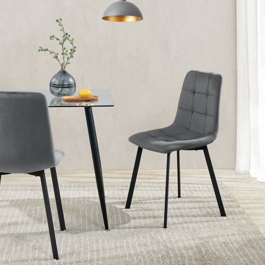 Set di 2 Sedie Lexnitz da Sala Pranzo Effetto Velluto - Grigio scuro [en.casa]