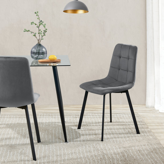 Set di 2 Sedie Lexnitz da Sala Pranzo Effetto Velluto - Grigio scuro [en.casa]