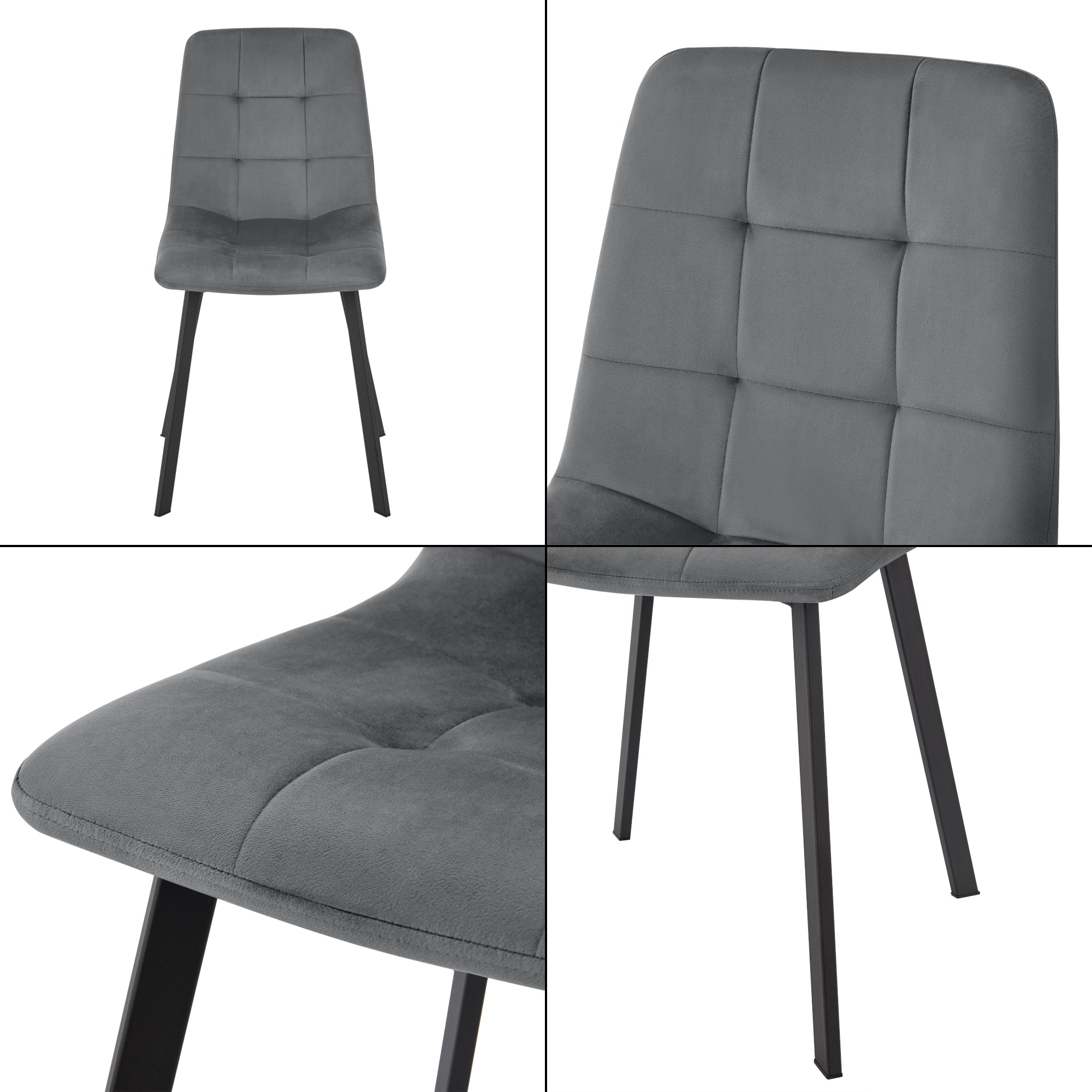 Set di 2 Sedie Lexnitz da Sala Pranzo Effetto Velluto - Grigio scuro [en.casa]