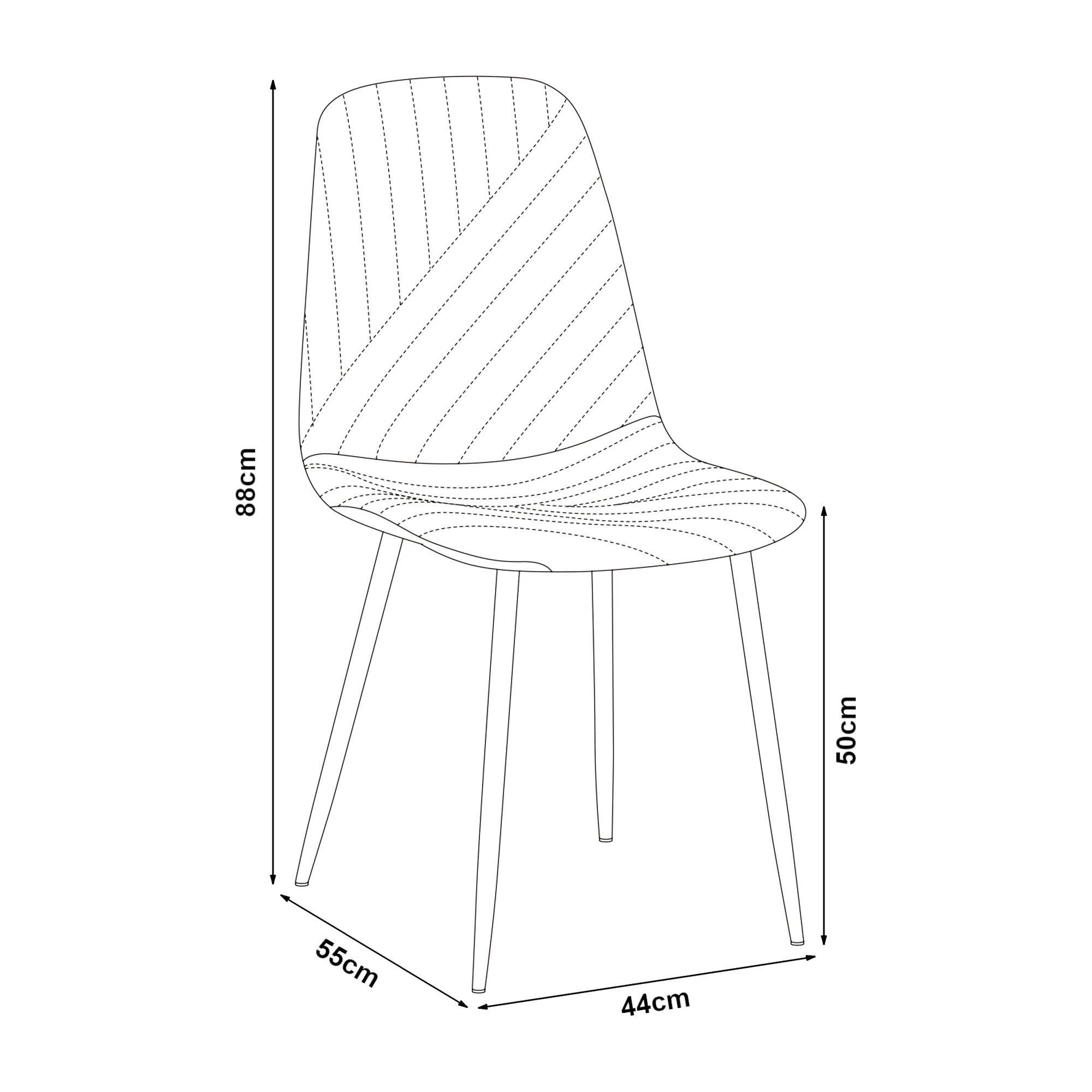 Set Köfering 4 Sedie da Sala Pranzo con Cuciture Decorative - Marrone Chiaro [en.casa]