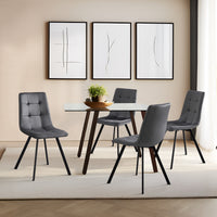 Set Lexnitz di 4 Sedie per Sala da Pranzo Imbottite in Tessuto - Grigio Scuro [en.casa]