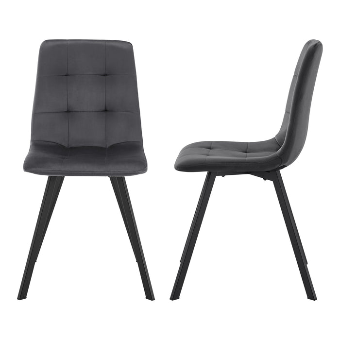 Set Lexnitz di 4 Sedie per Sala da Pranzo Imbottite in Tessuto - Grigio Scuro [en.casa]