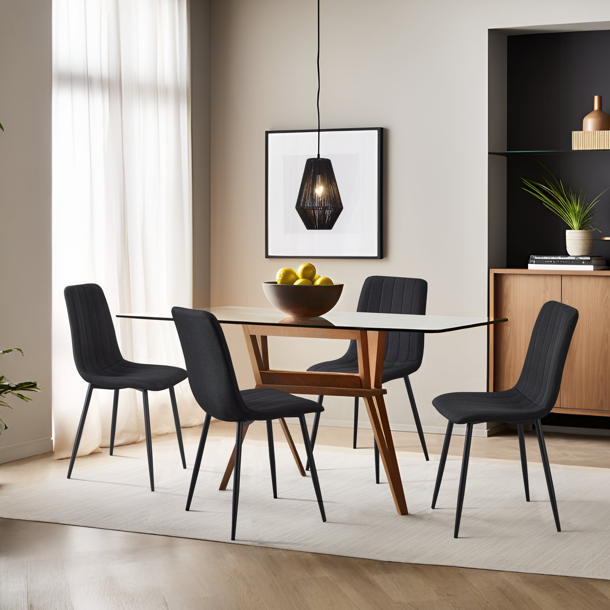 Set Elsern di 4 Sedie da Sala Pranzo Poltroncine Decorative - Nero [en.casa]