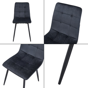 Set Lexnitz di 2 Sedie da Sala Pranzo Effetto Velluto Nero [en.casa]