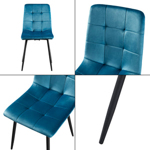 Set Lexnitz di 2 Sedie da Sala Pranzo Effetto Velluto Turchese [en.casa]