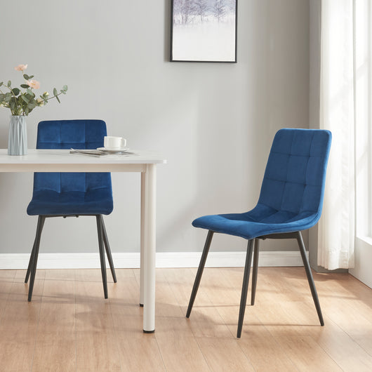 Set Lexnitz di 2 Sedie da Sala Pranzo Effetto Velluto Blu Scuro [en.casa]