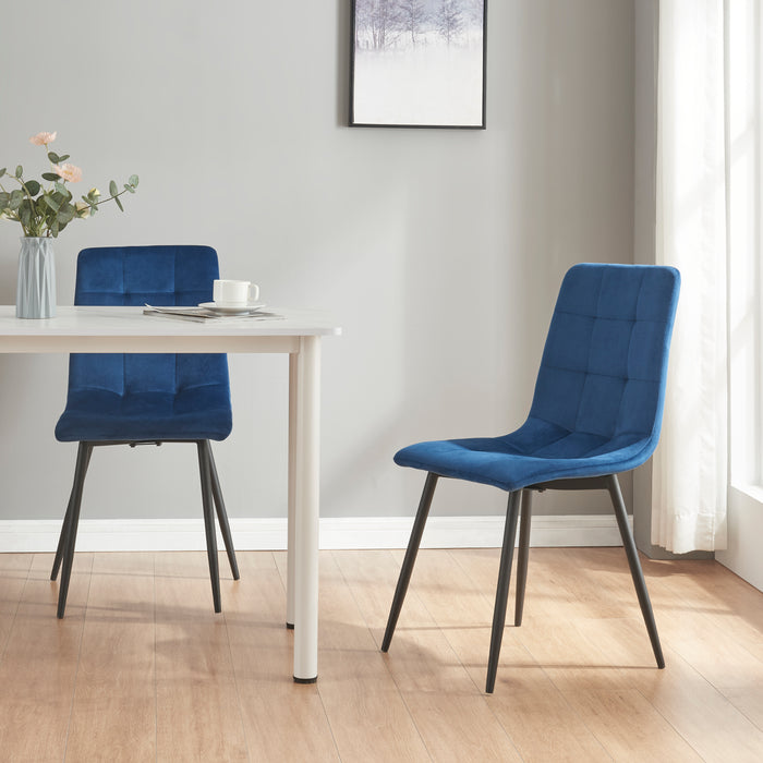 Set Lexnitz di 2 Sedie da Sala Pranzo Effetto Velluto Blu Scuro [en.casa]