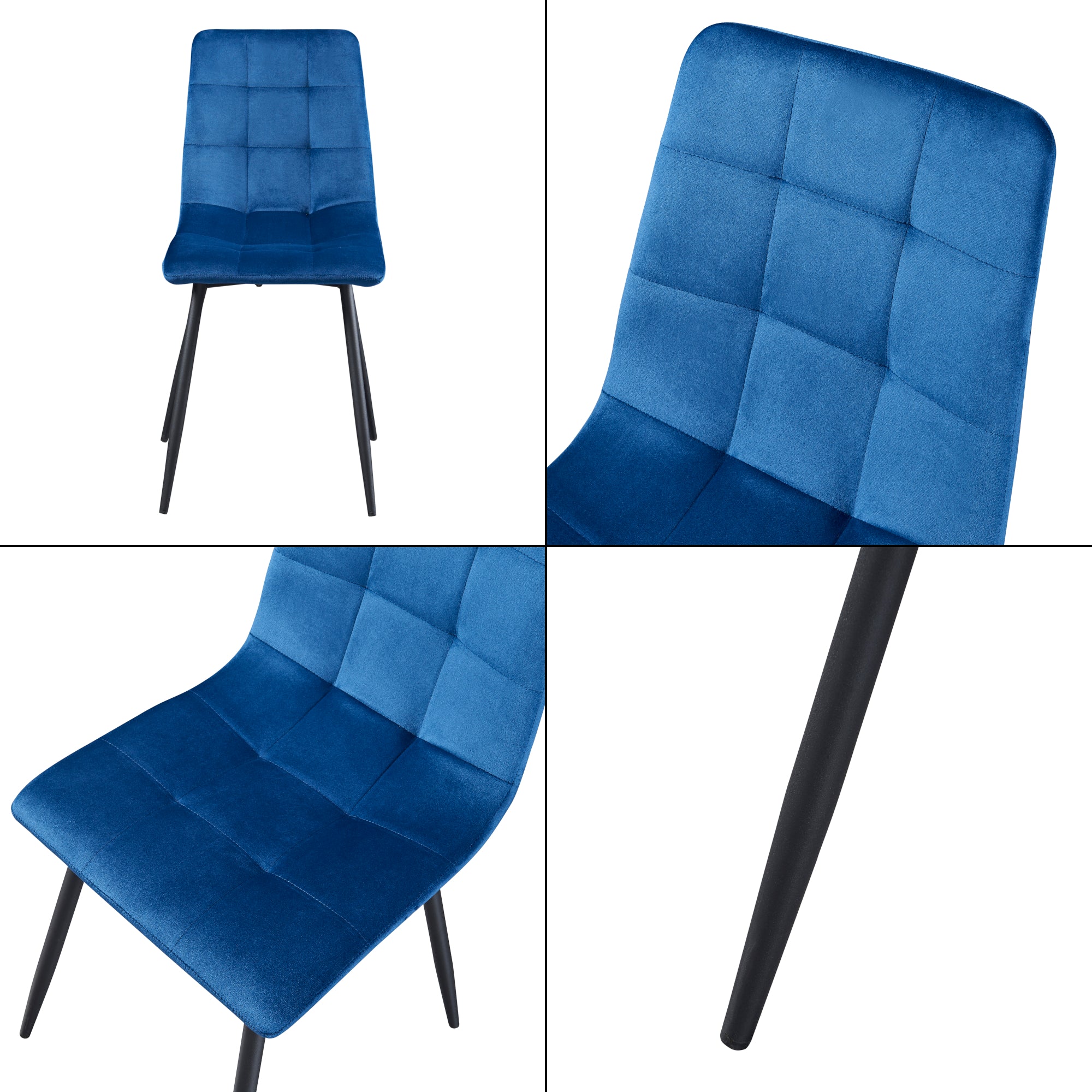 Set Lexnitz di 2 Sedie da Sala Pranzo Effetto Velluto Blu Scuro [en.casa]