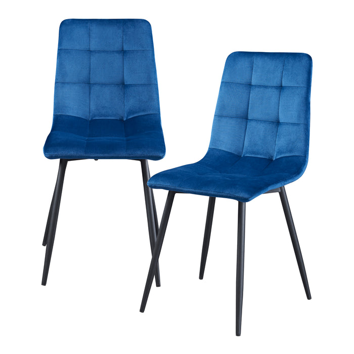 Set Lexnitz di 2 Sedie da Sala Pranzo Effetto Velluto Blu Scuro [en.casa]