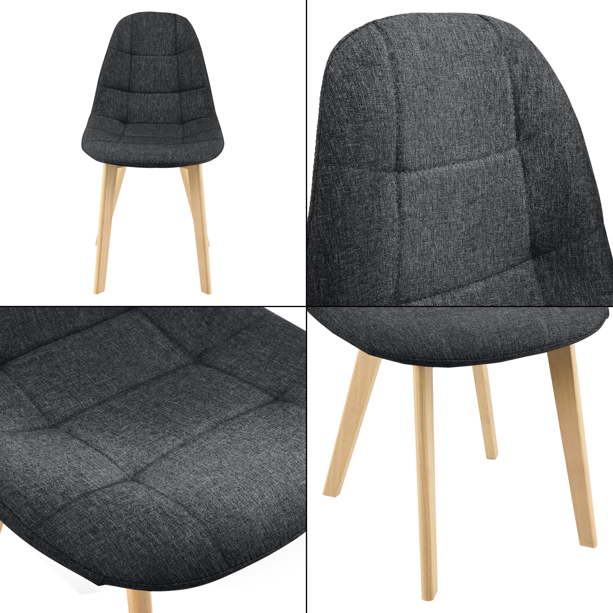 Set di 2 sedie per sala da pranzo 86 x 53 x 47 cm nere 03_0006737