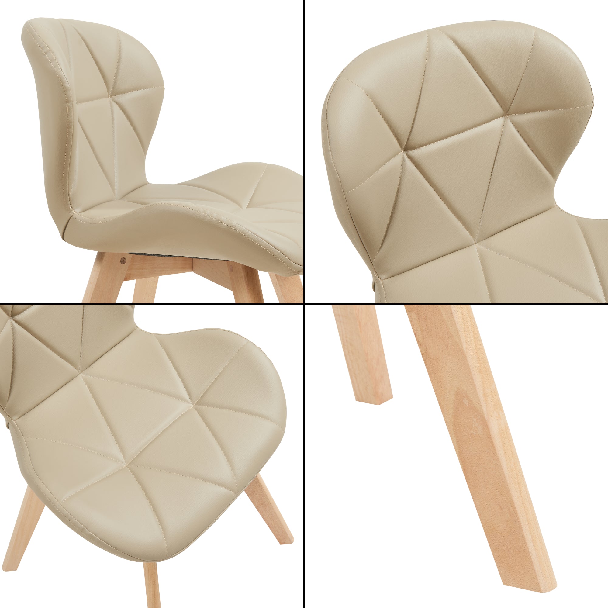 Set 2 Sedie Älmhult con Rivestimento in Similpelle Trapuntata - Beige [en.casa]