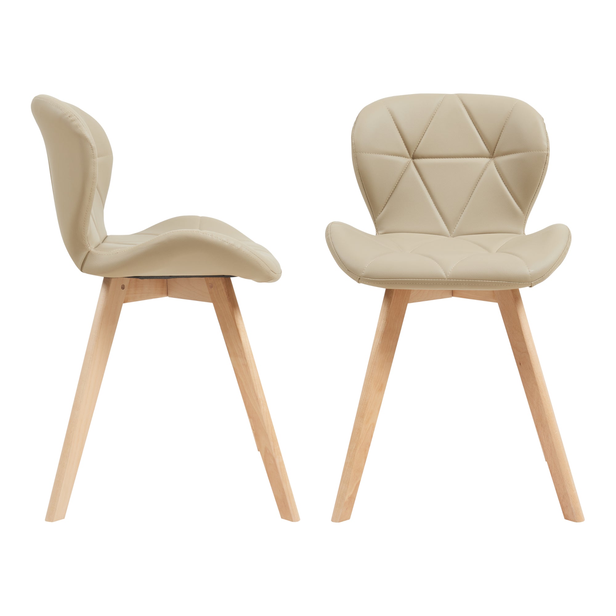 Set 4 Sedie Älmhult con Rivestimento in Similpelle Trapuntata - Beige [en.casa]