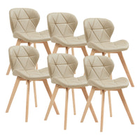 Set 6 Sedie Älmhult con Rivestimento in Similpelle Trapuntata - Beige [en.casa]