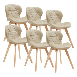 Set 6 Sedie Älmhult con Rivestimento in Similpelle Trapuntata - Beige [en.casa]