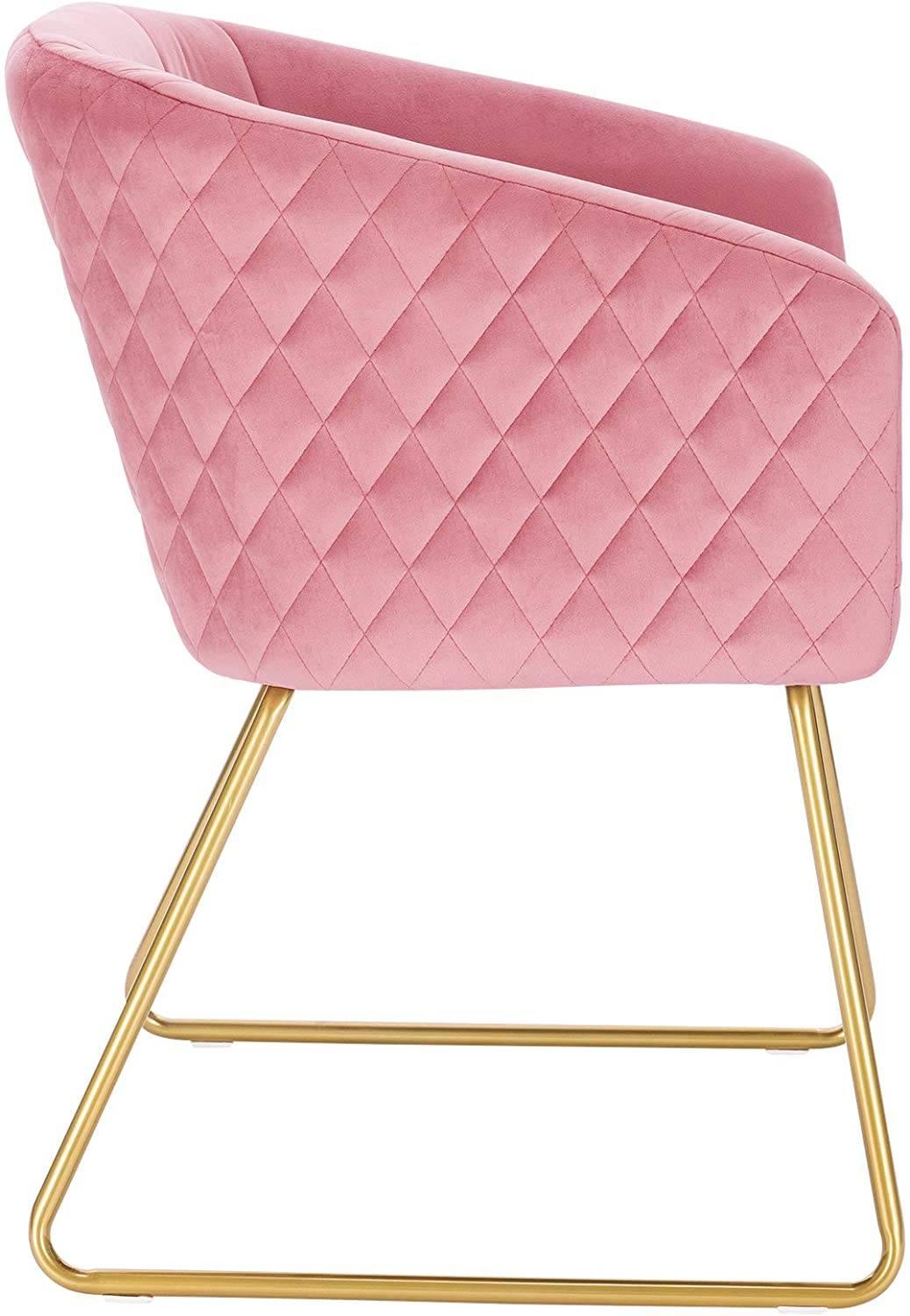 Sedia da pranzo con braccioli in velluto e metallo rosa 19_0000165