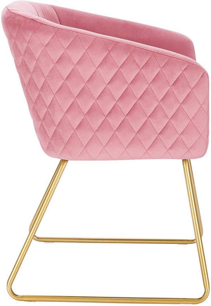 Sedia da pranzo con braccioli in velluto e metallo rosa 19_0000165