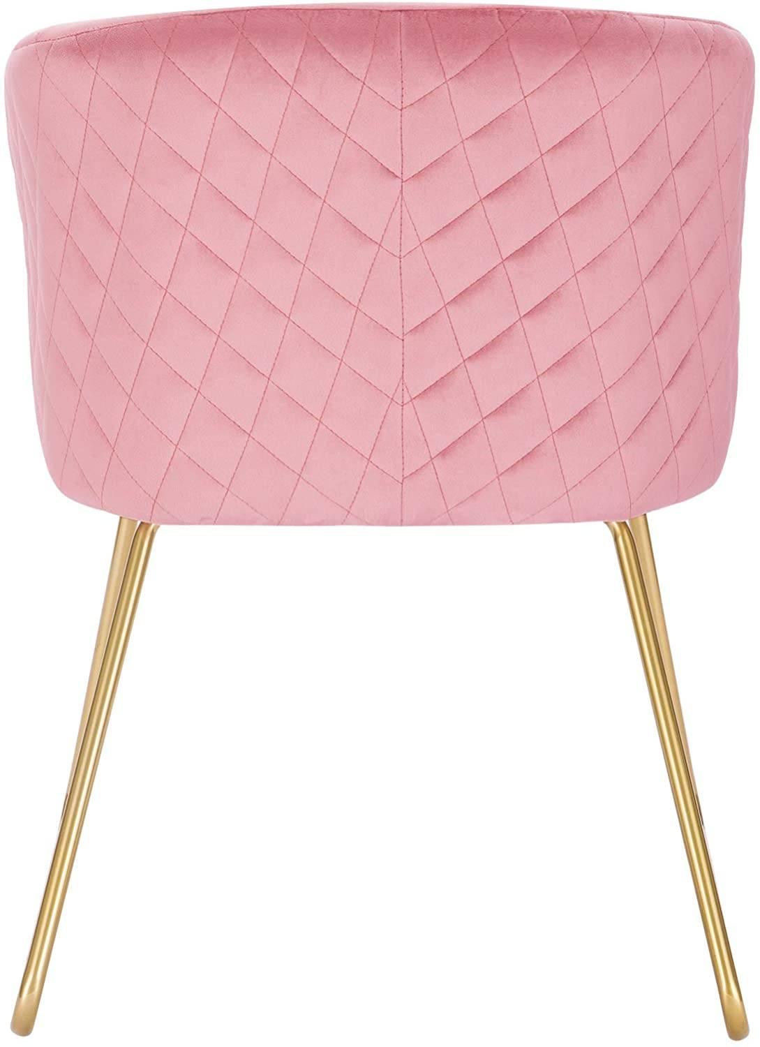 Sedia da pranzo con braccioli in velluto e metallo rosa 19_0000165