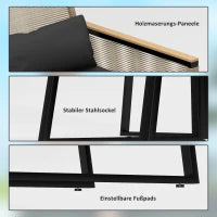 Set Mobili da Giardino in Polyrattan per 4 Persone, Set da Balcone Resistente alle Intemperie, con Divano a 2 Posti, 2 Poltrone, Tavolino in Vetro, Cuscini per Seduta Nero