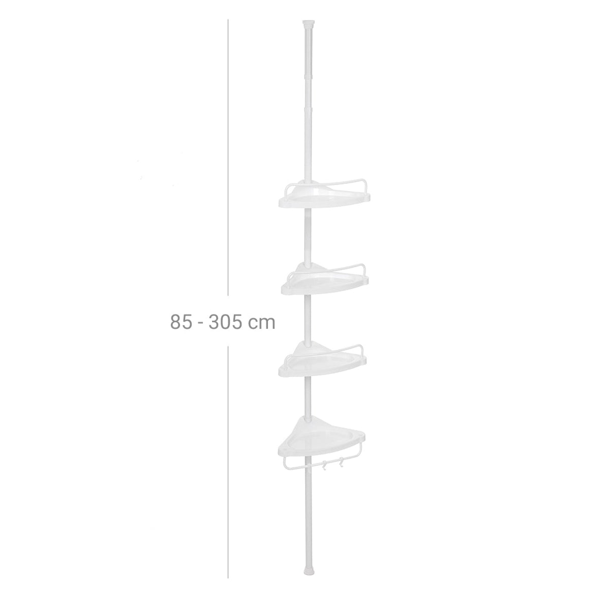 Mensola per doccia da bagno 85-305 cm con tubi telescopici e 4 ripiani bianco 12_0003791