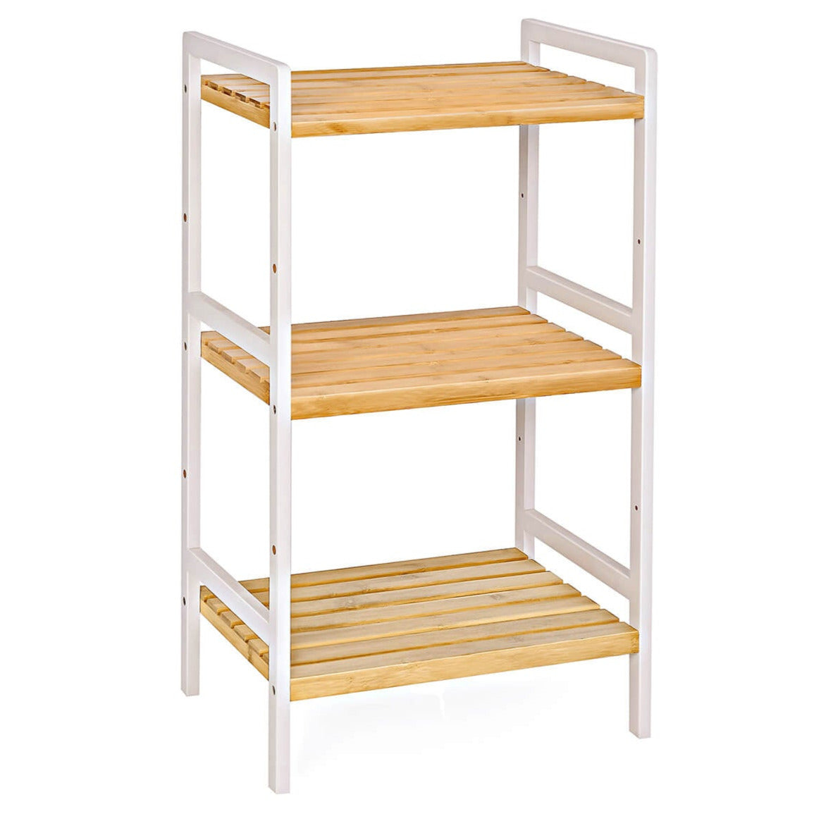 Scarpiera a 3 ripiani in bambù naturale con struttura bianca 80 cm 12_0002872