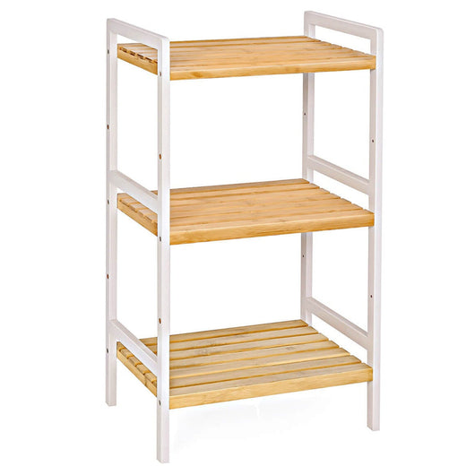 Scarpiera a 3 ripiani in bambù naturale con struttura bianca 80 cm 12_0002872