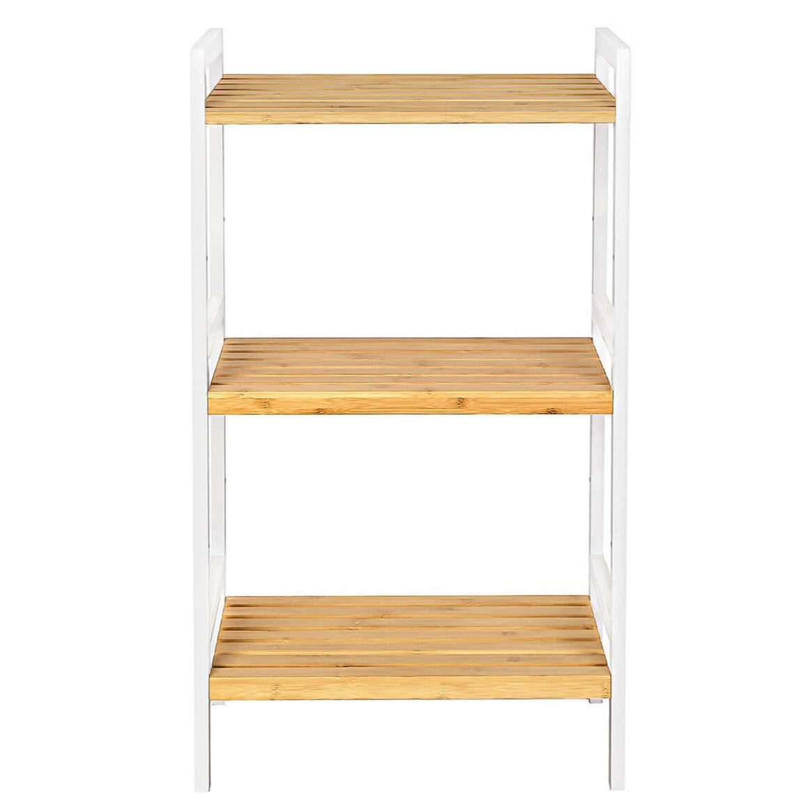 Scarpiera a 3 ripiani in bambù naturale con struttura bianca 80 cm 12_0002872
