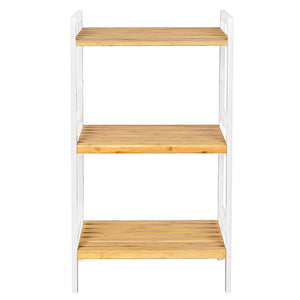 Scarpiera a 3 ripiani in bambù naturale con struttura bianca 80 cm 12_0002872