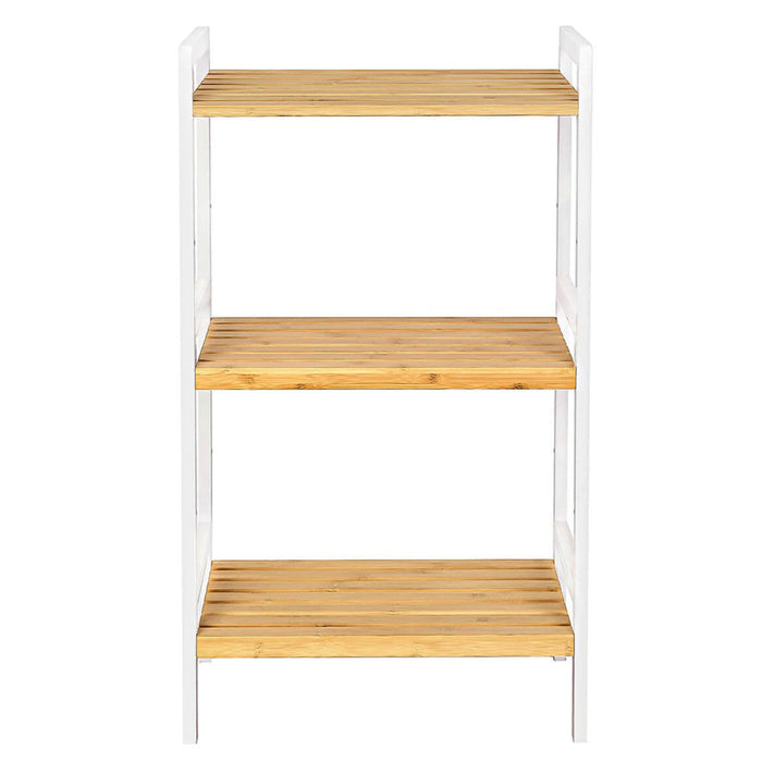 Scarpiera a 3 ripiani in bambù naturale con struttura bianca 80 cm 12_0002872