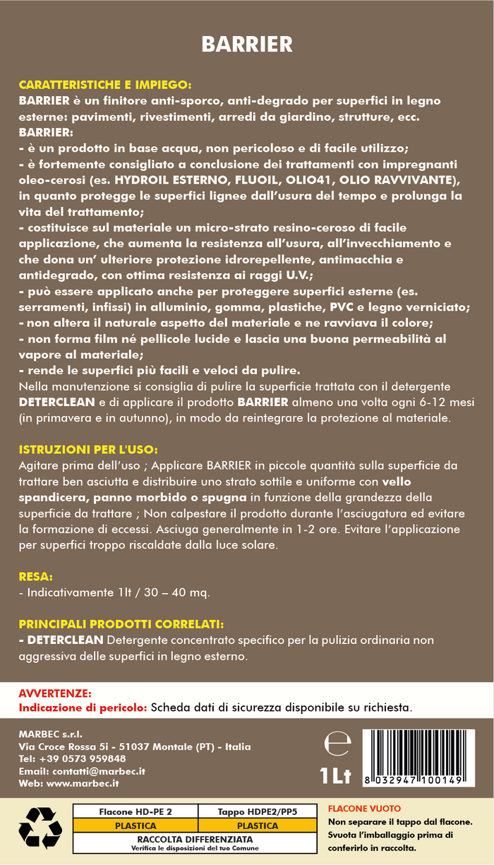 Cera per legno BARRIER   1LT