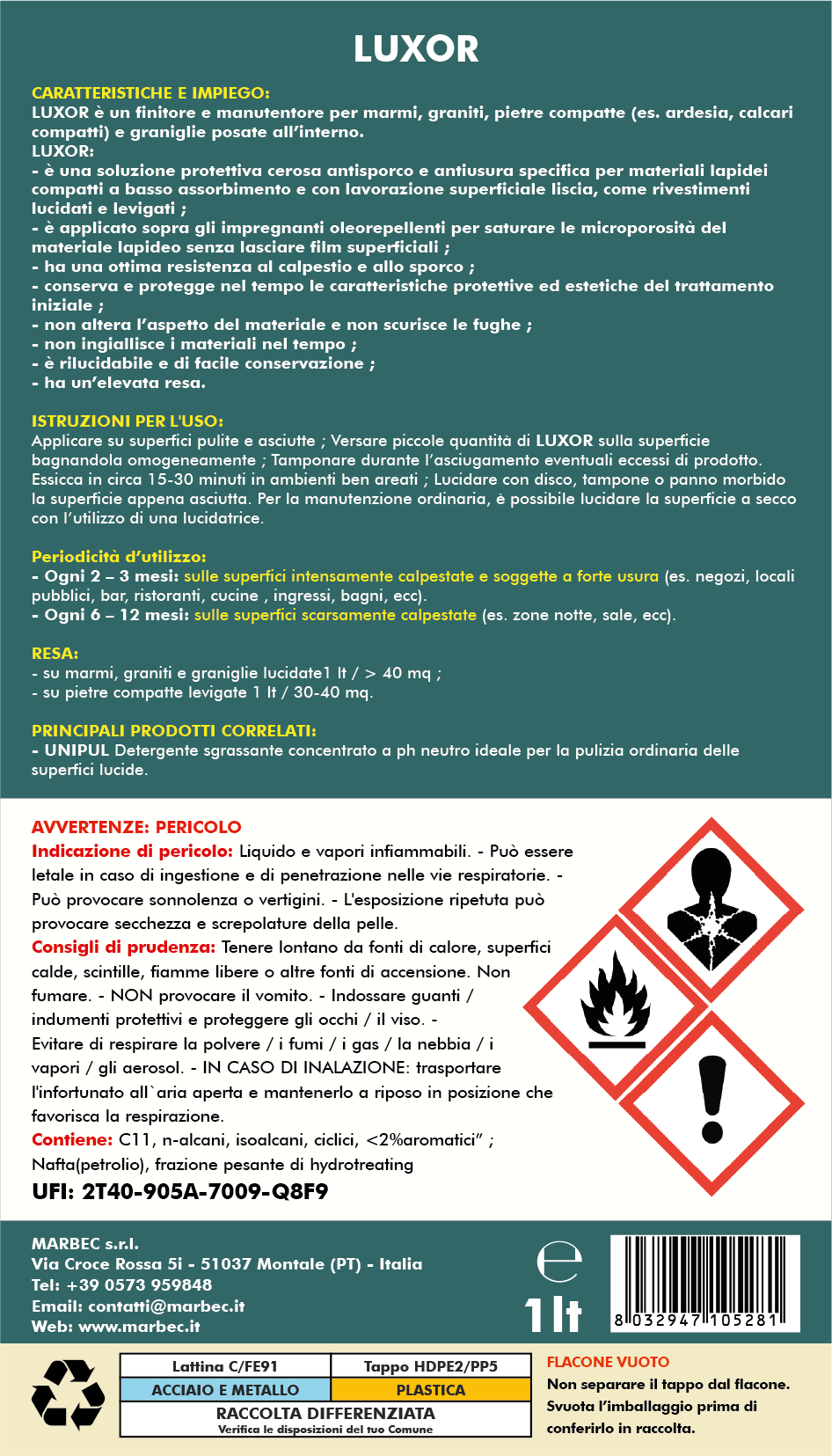 Cera per pavimenti LUXOR   1LT