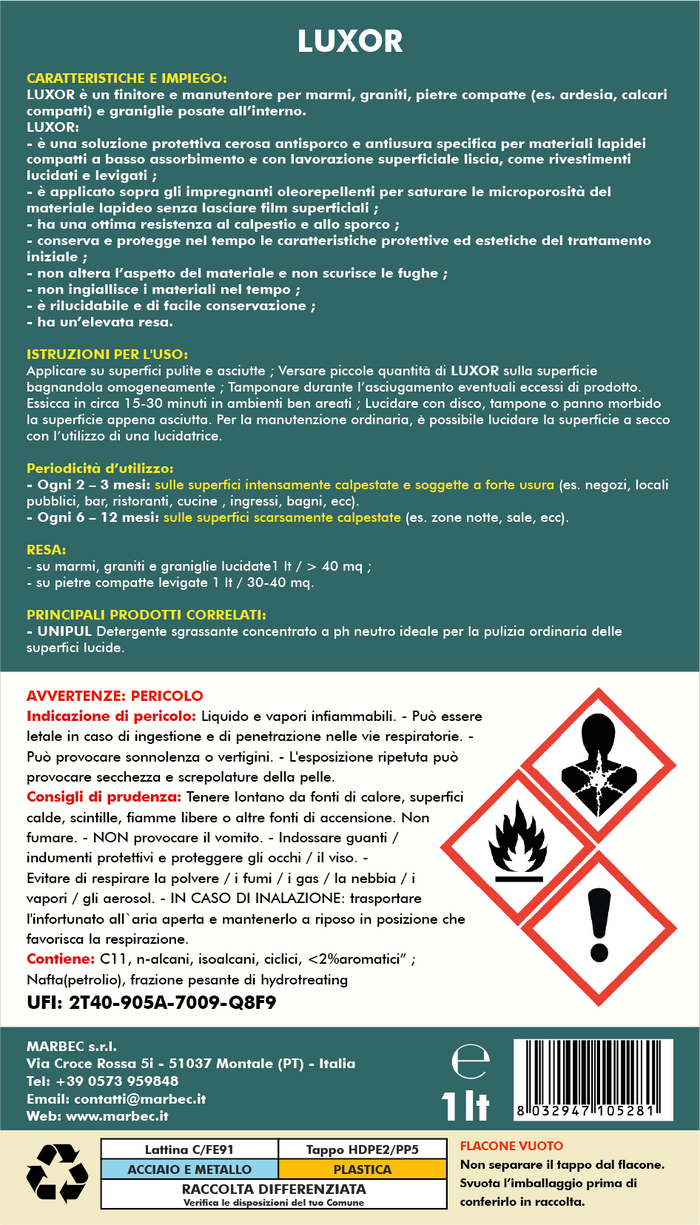 Cera per pavimenti LUXOR   1LT