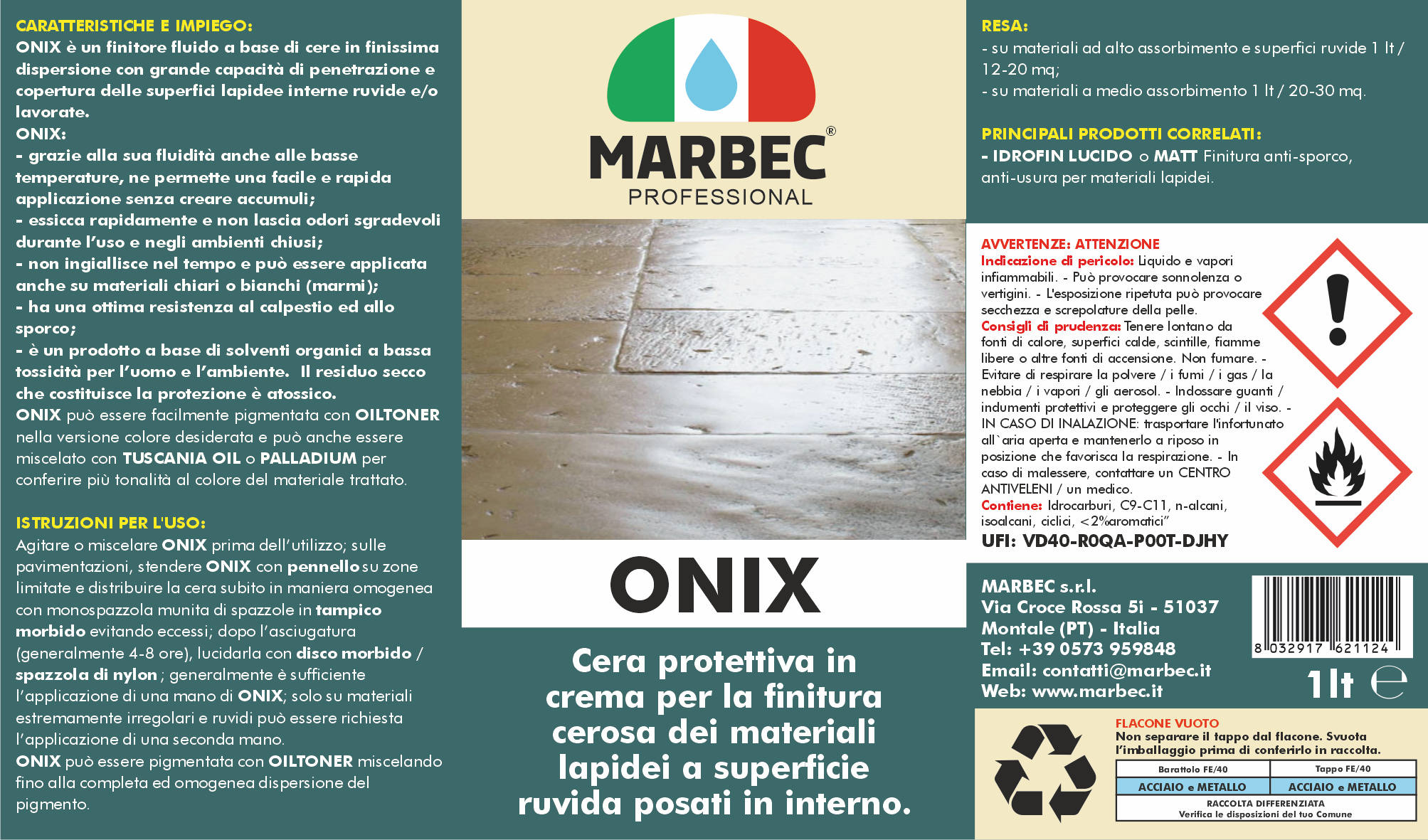 Cera per pietre ruvide e lavorate ONIX   1LT