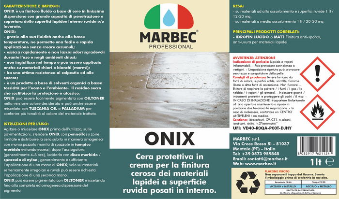 Cera per pietre ruvide e lavorate ONIX   1LT